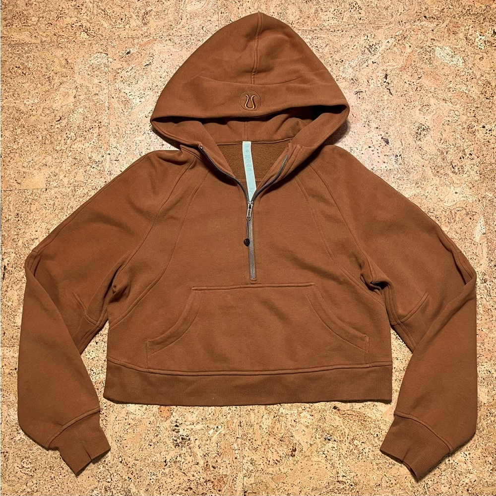 Lululemon Wm’s Scuba Oversized Waist Length Half-Zip Hoodie In Roasted Brown